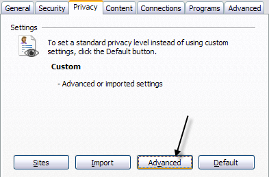 disable cookies in ie