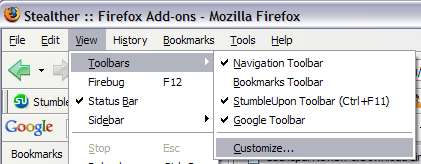 firefox customize toolbar