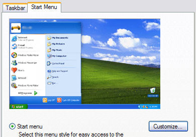 start menu customize