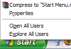 start menu properties