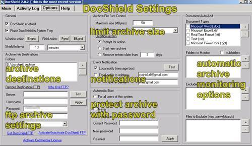 Docshield - الارشيف - اعدادات