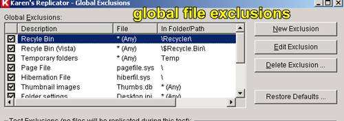 Globale-filtro-non backuped-file