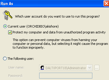 run as dialog