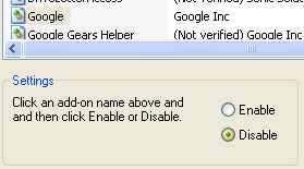 disable add on