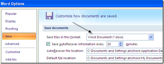 file format word save