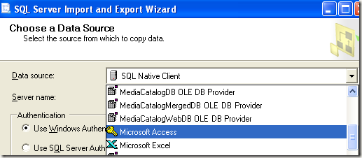 import microsoft access data