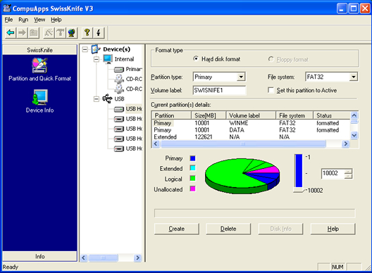You can also use it to create partitions on an external hard drive and it 