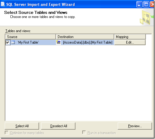 transfer database access to sql