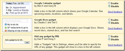 gmail gadgets