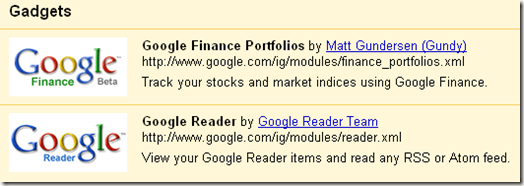google reader gadget
