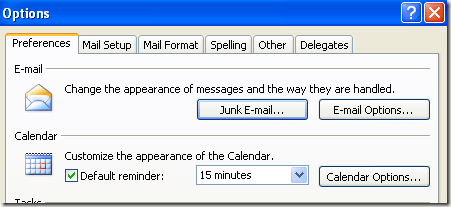 email options outlook