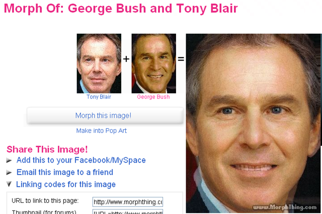Ever wonder what a morph of George Bush and Tony Blair would look like?