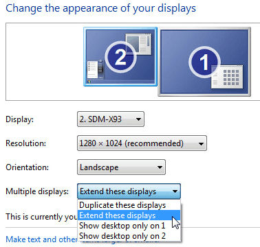 setup multiple monitors windows 7