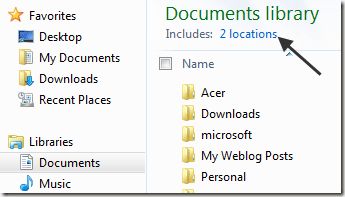 windows 7 library locations