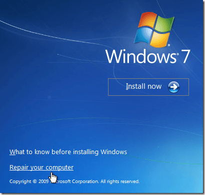 windows 7 repair computer
