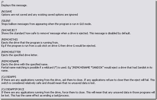 command line parameters