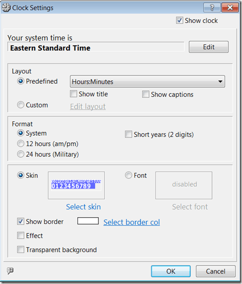 timeleft clock options