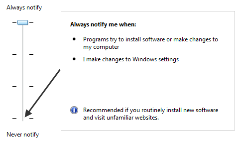 turn off uac windows 7
