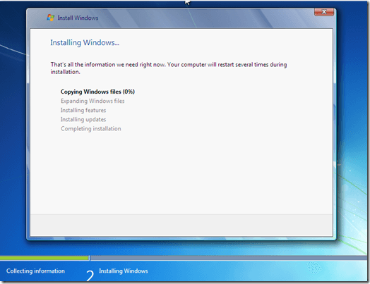 windows installer screen