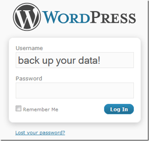 wordpress login screen