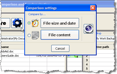 FreeFileSync Comparison Settings