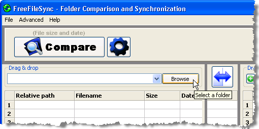 Selecting a left side folder for comparison