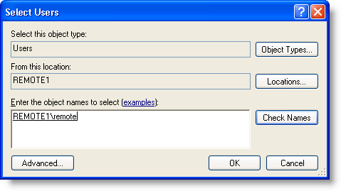 Select Users dialog box