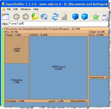SpaceSniffer filtered scanning results