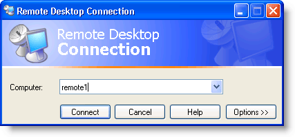 Remote Desktop Connection dialog box
