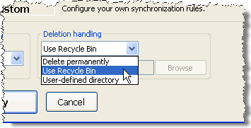 FreeFileSync Deletion handling