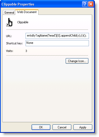 Clippable Properties dialog box