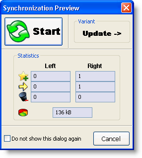 Synchronize Preview dialog box