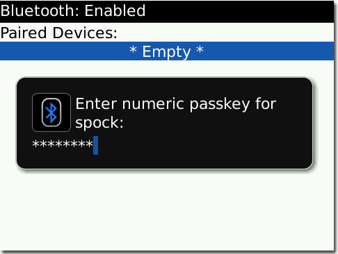 Edit passkey in Blackberry.