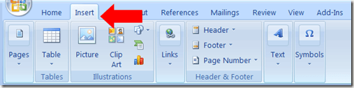 insert menu
