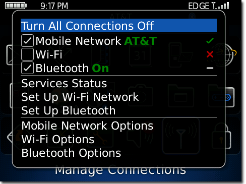 Turn on Bluetooth Blackberry