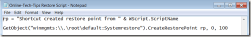 script - instant restore