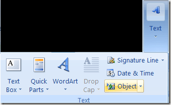 text and object