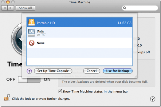 time machine use for backup