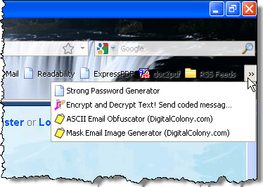 Before condensing the Bookmarks Toolbar