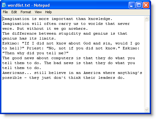 Sample wordlist.txt file