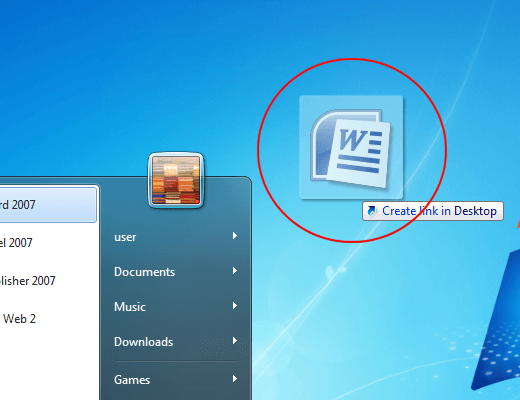 add word icon to desktop windows 10