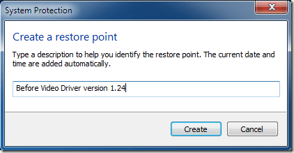 Description for Restore Point