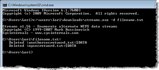 Deleting streams in a file