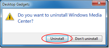 Click the Uninstall Button
