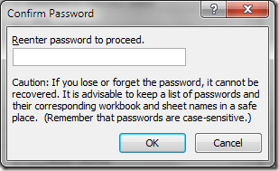 Confirm Excel Protect Cells Password