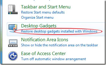 Reinstall Windows 7 Desktop Gadgets