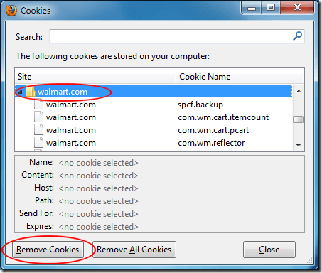 Remove Firefox Cookies One by One