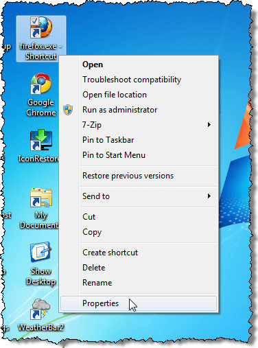 Getting properties of the program shortcut