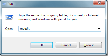 Type Regedit into the Run Dialog Box