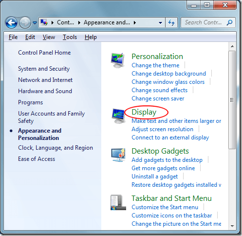 Windows 7 Display Settings